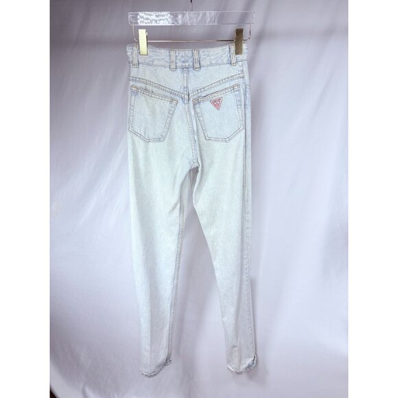 Vintage Guess Womens Light Wash 1050 High Waisted Rise Logo Patch Jeans 27 27" - Picture 14 of 16